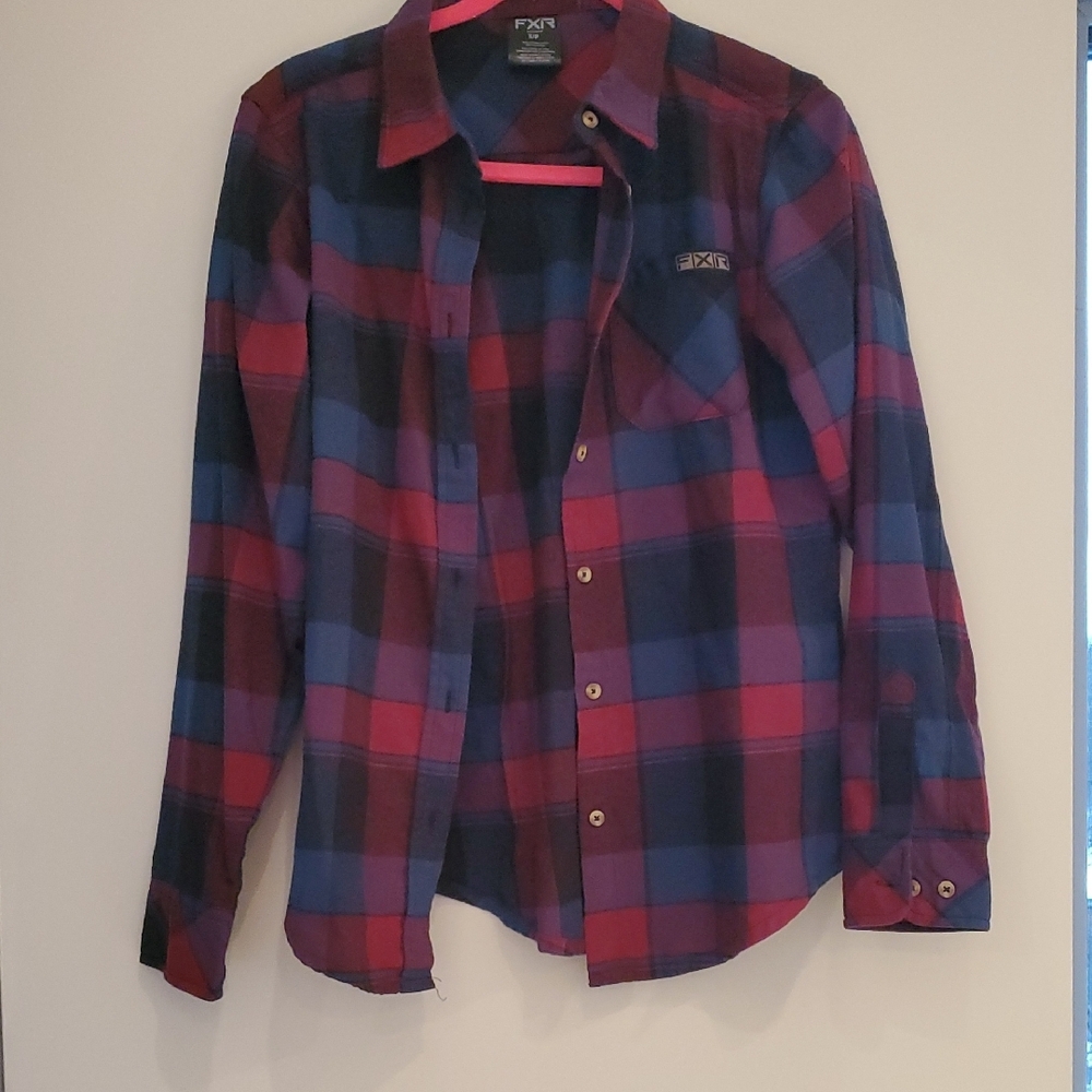 FXR Burgundy and Blue Plaid Flannel Shirt